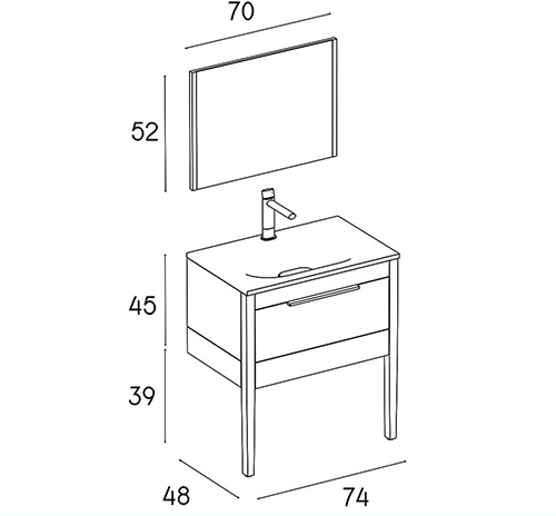 کابینت روشویی چوب و پی وی سی مدل L-07